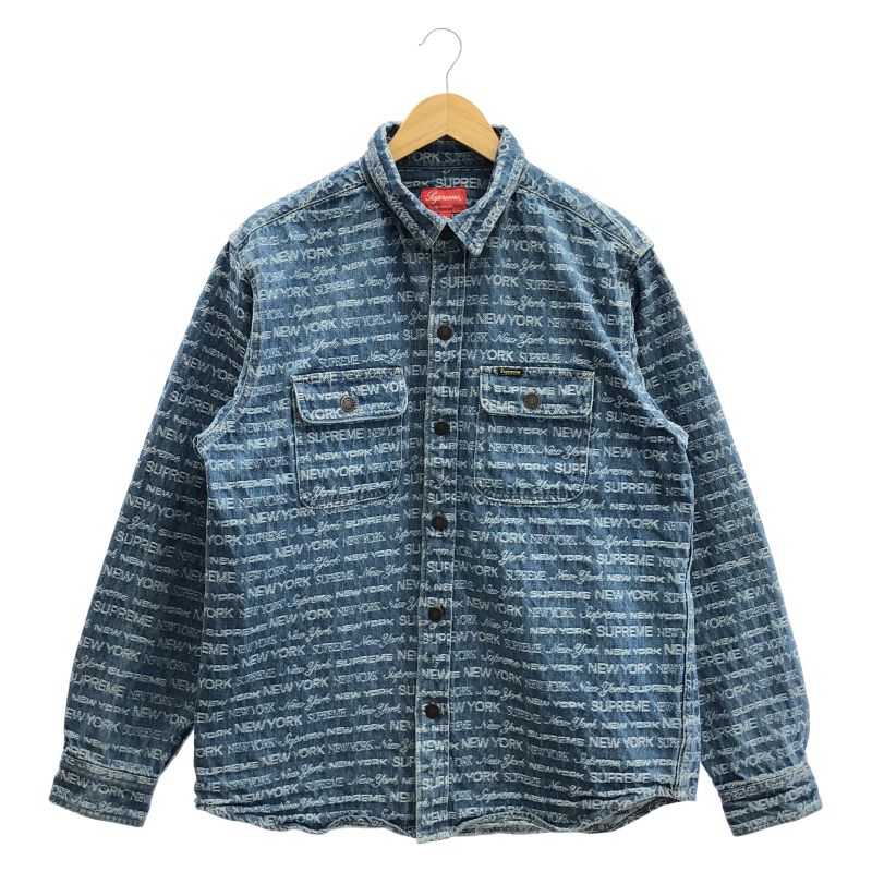 トップス Supreme Multi Type Jacquard Denim Shirt 中古】Supreme Multi Type Jacquard Denim Shirt M ブルー