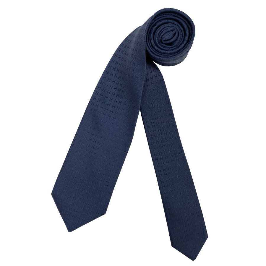 エルメス　ネクタイ　青紺　H柄H織ファソネ 新品】エルメス HERMES ネクタイ H織りタイ 7CM《 ファソネ H 》OCEAN