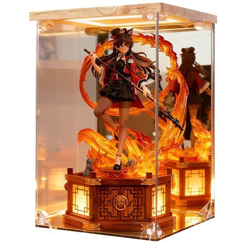 フィギュアケース コレクションケース LEDフィギュアボックス アクリルケース UVカット 高い透明度 台座ミラー 背面ミラー 人形ケース 積み重ね 頑丈 防汚 防汚手袋・クリーニングクロス付き ディスプレイケース 組立簡単 フィギュア、おもちゃ、コレクシAR