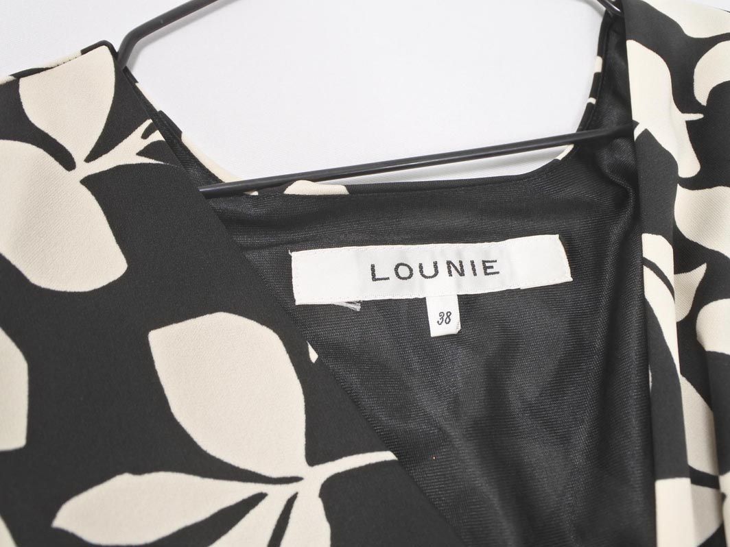LOUNIE ルーニィ リーフ柄 ワンピース size38/黒xベージュ