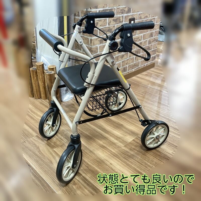 中古】歩行車 竹虎 ハッピーミニ（バスケット付） ミルクティベージュ