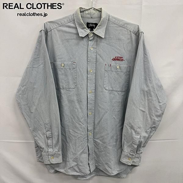 STUSSY/ステューシー オールドステューシー 80s 黒タグ ストライプ シャツ/L