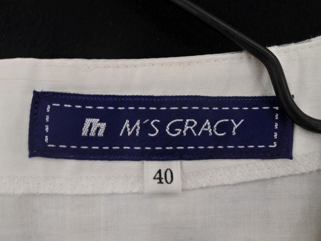 M'SGRACY エムズグレイシー 花柄 Aライン ワンピース size40/白x青x