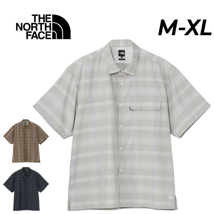 ザ・ノース・フェイス 半袖シャツ チェック柄 メンズ THE NORTH FACE S/Sボルドチェックシャツ 接触冷感 夏対応 ひんやり 速乾 先染め加工 ボックスシルエット 半そで トップス キャンプ /NR22630