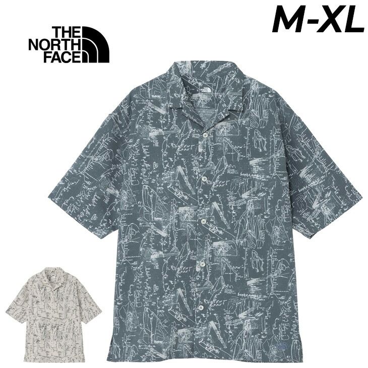 ザ・ノース・フェイス 半袖 アロハシャツ メンズ THE NORTH FACE S/Sアロハリップシャツ 総柄 半そで トップス 通気性 UVカット シャツ キャンプ 街着 男女兼用 ウェア ウエア /NR22631