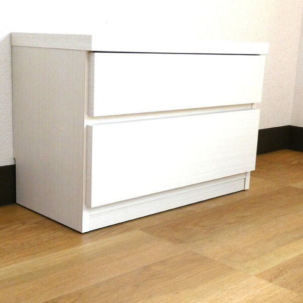 座れる収納ベンチとしても使える 完成品チェスト 2段 幅60cm 奥行30cm ホワイト木目調【ホワイト・幅60cm】