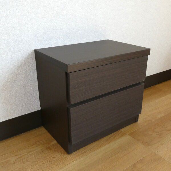 収納とベンチを兼ねた薄型チェスト 2段 幅45cm ブラウン木目調 日本製完成品【ブラウン・幅45cm】