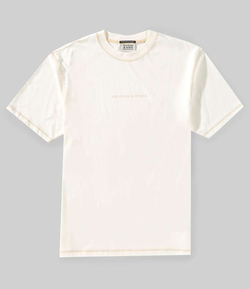 スコッチアンドソーダ メンズ トップス シャツ Tシャツ ロゴ Scotch Soda Front Logo Short Sleeve TShirt Off White オフホワイト