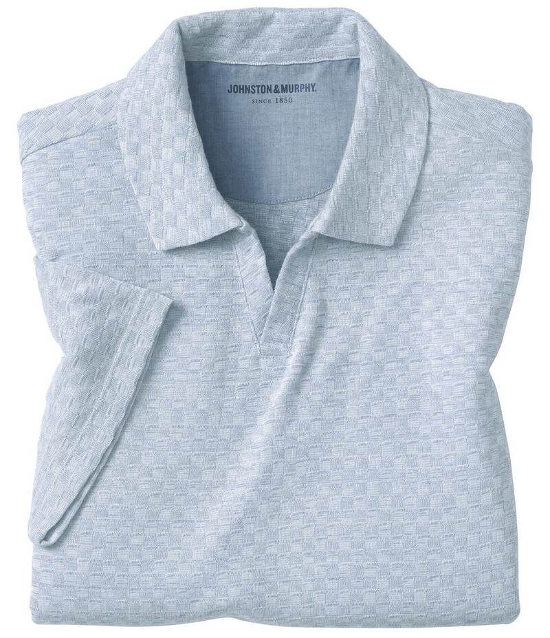 ジョンストンアンドマーフィー メンズ トップス シャツ ポロシャツ Johnston Murphy Basketweave Johnny Collar Short Sleeve Polo Shirt