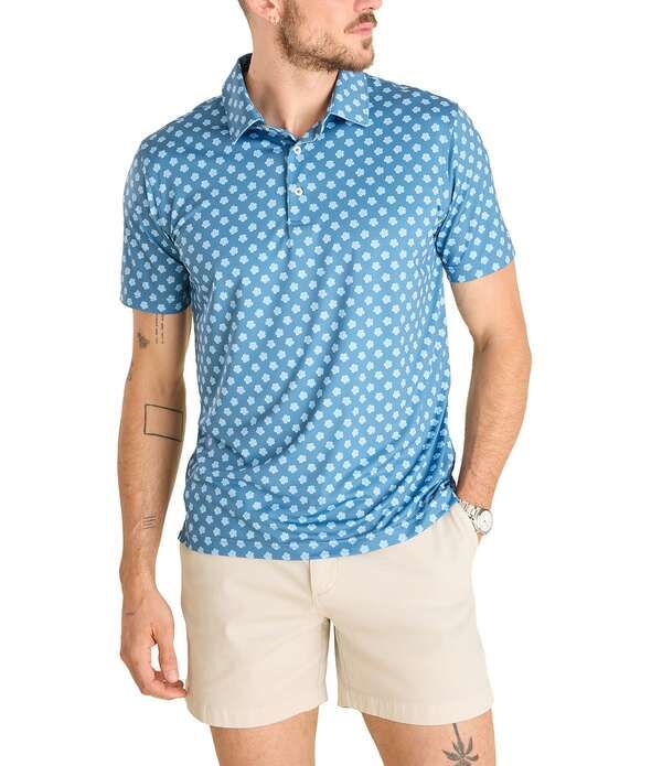 チャビーズ メンズ トップス シャツ ニット Chubbies Knit Short Sleeve Pushin Daisy Performance Polo Shirt Dusty Blue ブルー