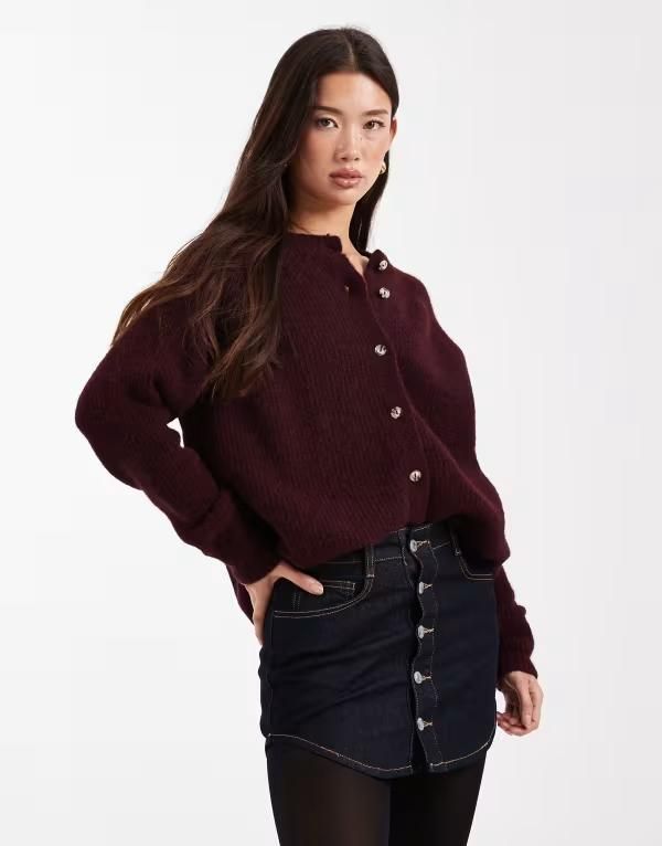 エイソス レディース ボトムス スカート ミニ デニム ASOS DESIGN denim button up curved hem mini skirt in rinse Inky デニム