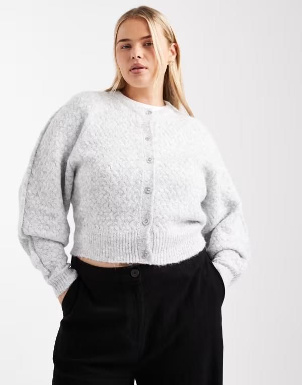 エイソス レディース アウター カーディガン クルーネック ASOS Curve ASOS DESIGN Curve crew neck cardigan with stitch detail in