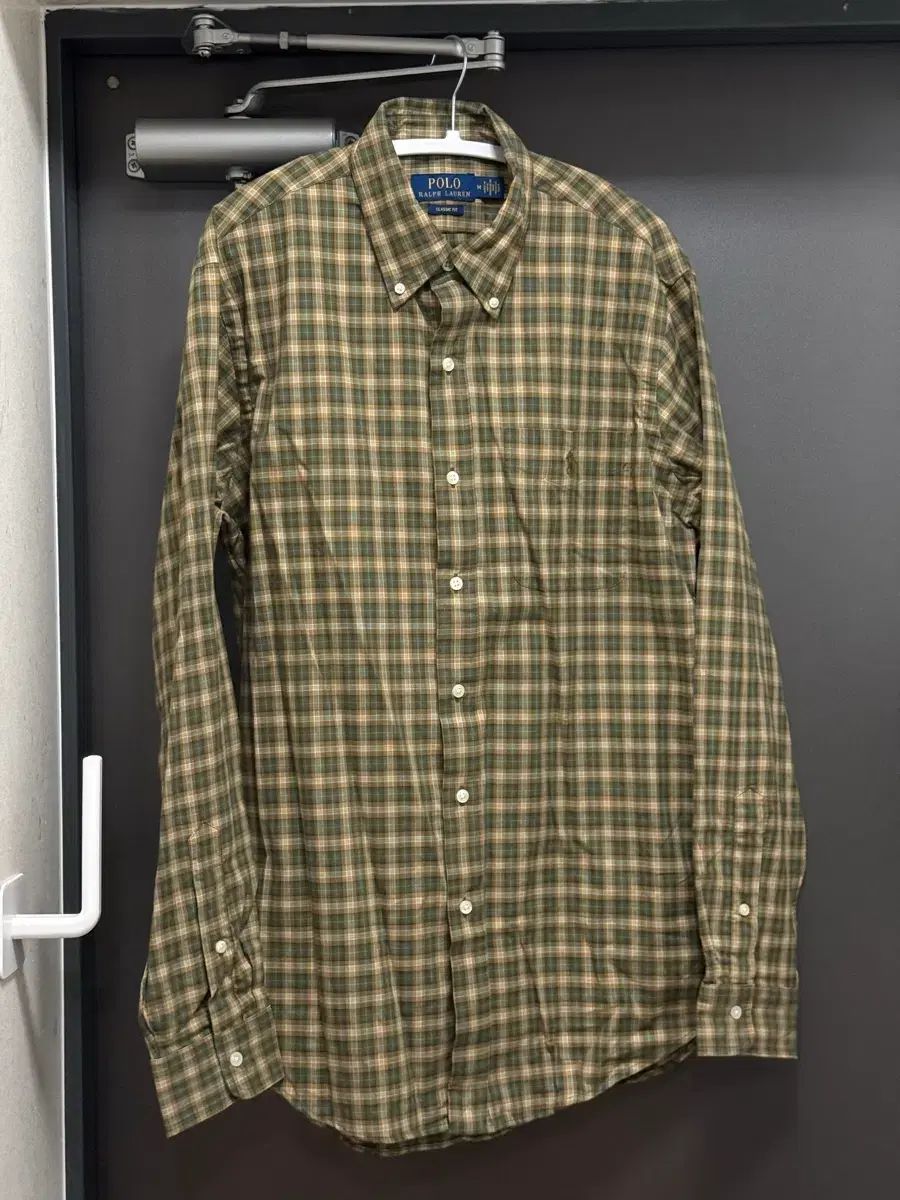 M ポロ ラルフローレン チェック シャツ カーキ クラシックフィット
