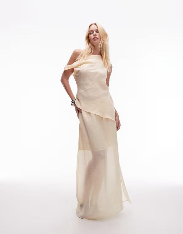 トップショップ レディース ボトムス スカート シアー Topshop double layer sheer straight skirt in buttermilk Buttermilk