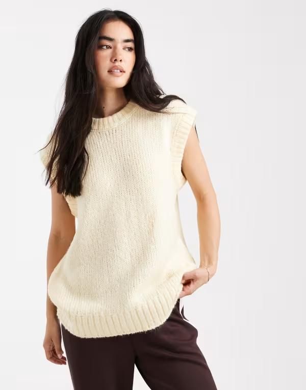 エイソス レディース トップス タンクトップ ニット ASOS DESIGN oversized knit tank in buttermilk Buttermilk
