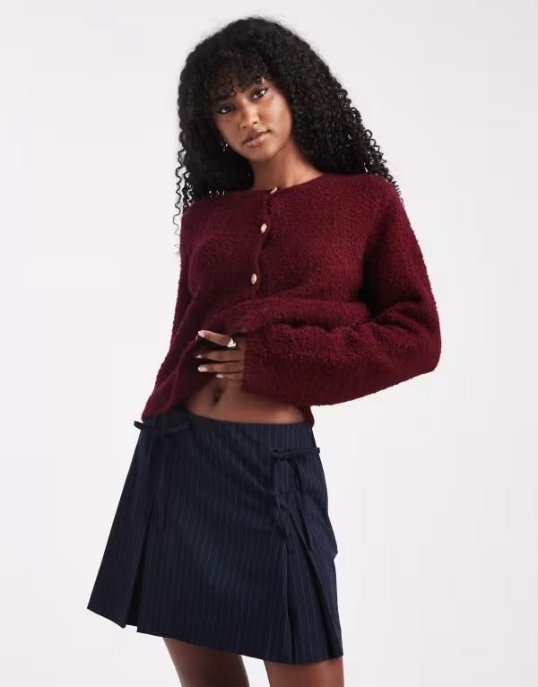 オンリー レディース ボトムス スカート ミニ ONLY bow detail mini skirt pinstripe NAVY ネイビー