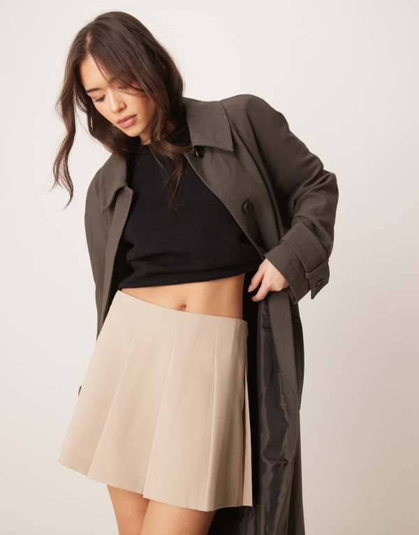 エイソス レディース ボトムス スカート プリーツ ミニ ASOS DESIGN tailored pleated mini skirt in stone Stone ストーン