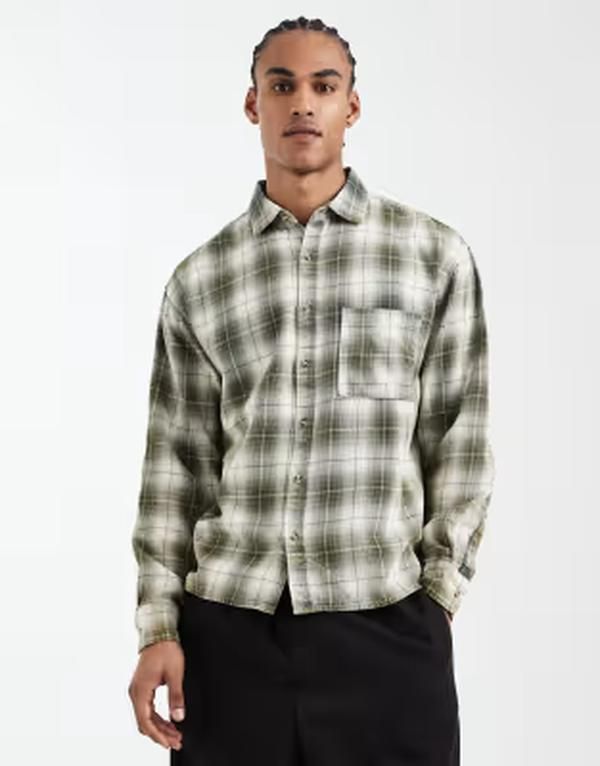 コットンオン メンズ トップス シャツ Cotton Hudson long sleeve shirt plaid GREEN グリーン