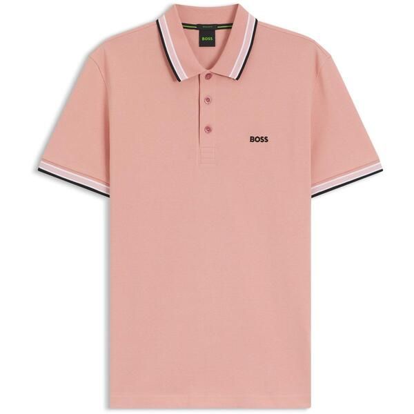 ボス メンズ トップス ポロシャツ コントラスト Boss Mens HBG Paddy Polo Shirt with Contrastipping Pink 686 ピンク