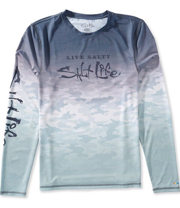 ソルトライフ メンズ トップス シャツ メッシュ Salt Life Fish Net Fade Long Sleeve AOPerforated Mesh TShirt Grey グレー