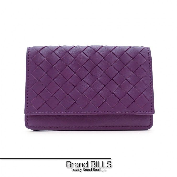 未使用品 BOTTEGA VENETA ボッテガ ヴェネタ イントレチャート カードケース 名刺入れ 133945 レザー パープル メンズ