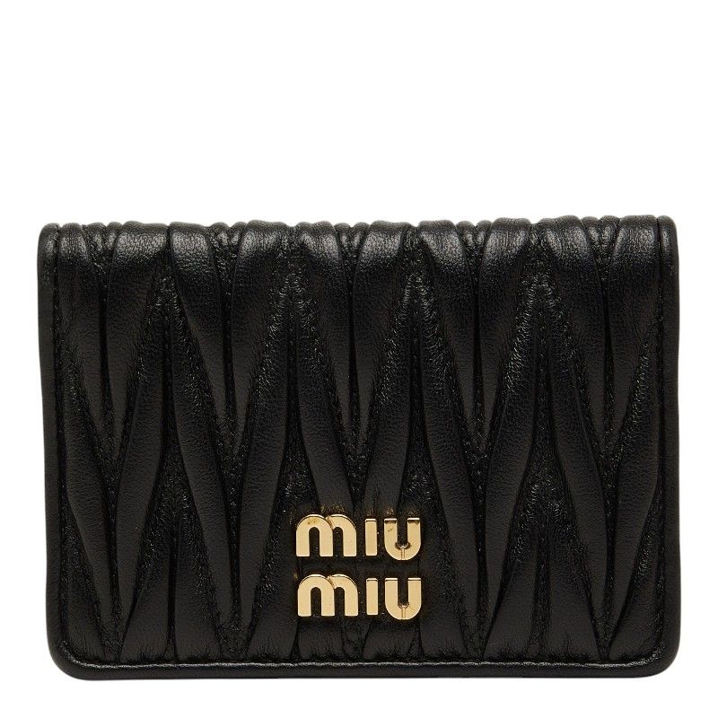 ミュウミュウ マテラッセ カードケース ブラック レザー レディース MIUMIU【228-77351】