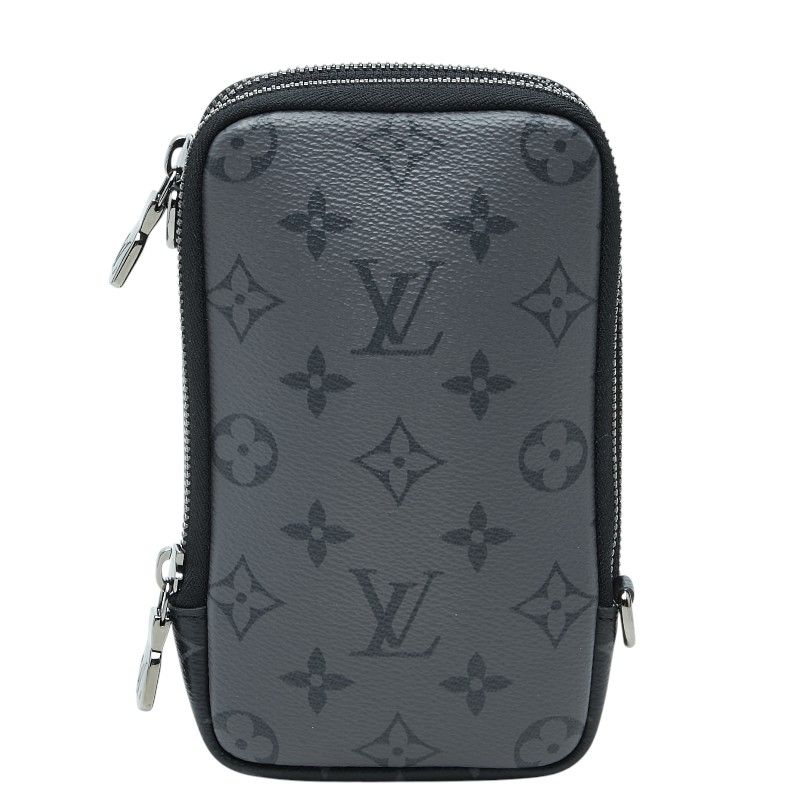 ルイ ヴィトン モノグラム エクリプス ダブルフォンポーチ ポーチ M69534 ブラック グレー PVC レザー メンズ LOUIS VUITTON【1-0277813】