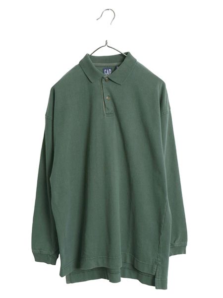 90s オールド ギャップ 長袖 ラガーシャツ メンズ S / 紺タグ 長袖シャツ ラグビー ポロシャツ ヘビーウェイト コットン カットソー 無地