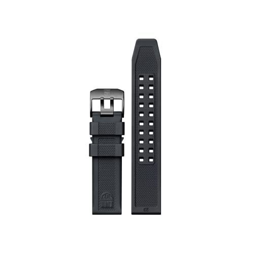 Luminox 腕時計ストラップ FPX.3050.20B.2.K - 23mm ブラックラバーウォッチバンド ステンレススチールバックル付き 3050 3051 3080 3081 8820 8820 8821 8822用 ブラック/グレー、ストラップ。Ju