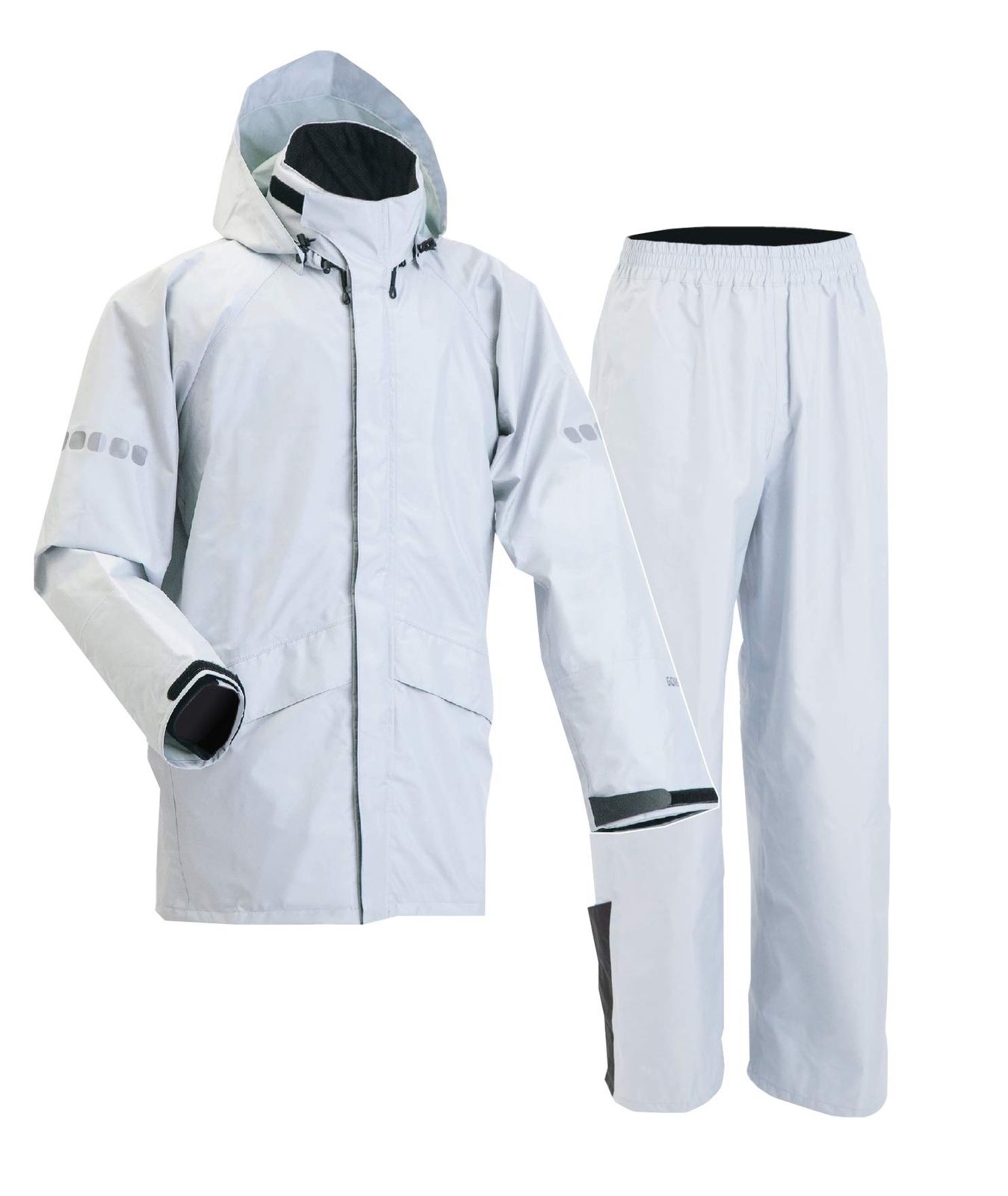 [MAEGAKI] AP2500 レインマイスター ゴアテックス(R) プロ仕様 レインスーツ 収納袋付き (シルバー, L)