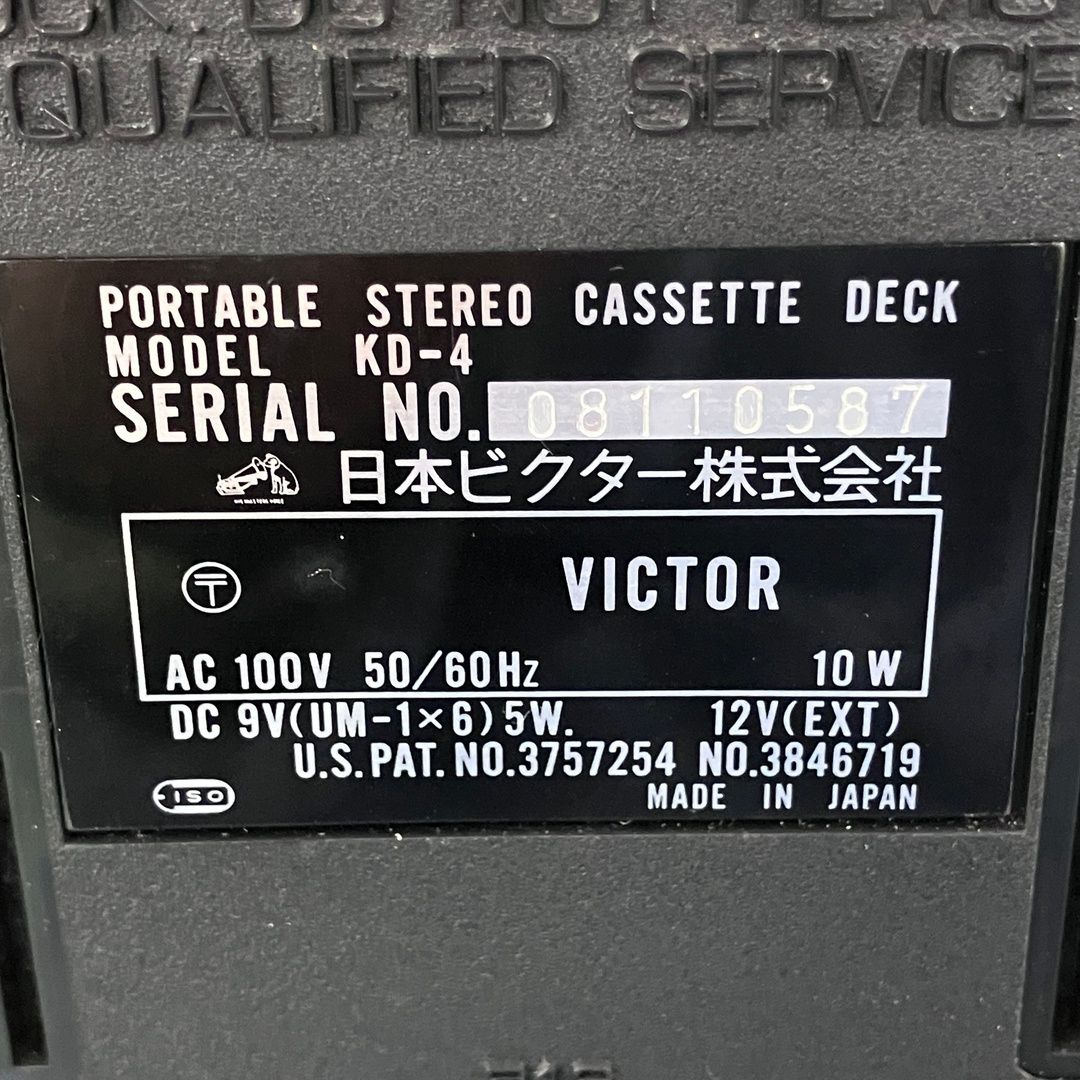 Victor KD-4 ステレオカセットデッキ 再生確認済 電源ケーブル欠品