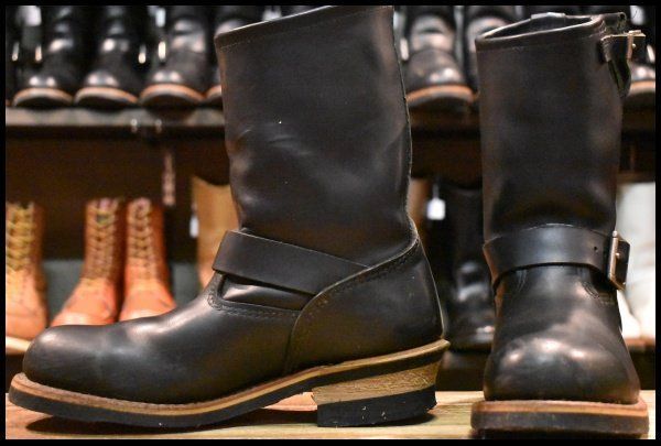 【8D 良品 07年】レッドウィング 2268 エンジニア 黒 ブラッククローム スチールトゥ ブーツ redwing HOPESMORE【GF256】