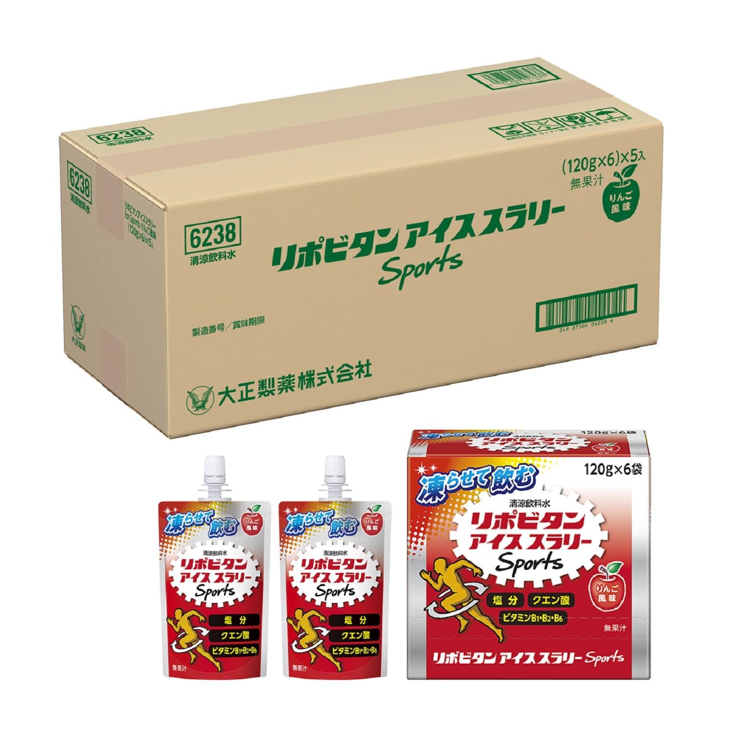 【熱中症対策に】リポビタンアイススラリーSports120g×30個りんご風味/クエン酸・ビタミンB群配合/ランニング ゴルフ 野球 サッカー バスケあらゆるスポーツ/高温多湿な屋内外作業/体の芯から冷やすアイススラリー [りんご風味] [120g×30]