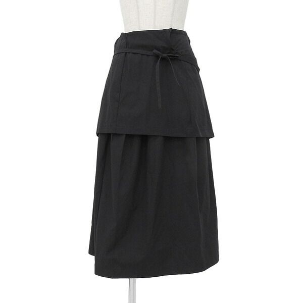 美品 tricot COMME des GARCONS トリコ コム デ ギャルソン アーカイブ TS-10011S AD1998 サイズS コットン混 変形 ミディ丈 ラップスカート レディース ブラック ECO0157 【中古】
