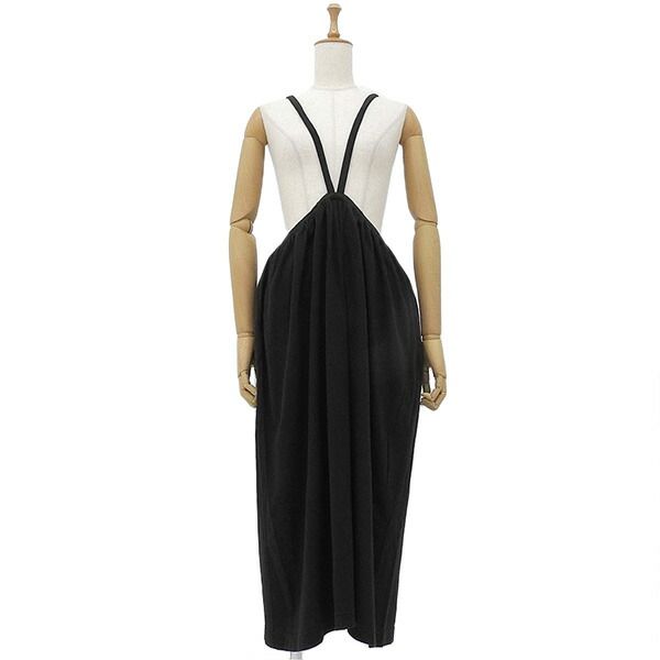 robe de chambre COMME des GARCONS ローブドシャンブル コムデギャルソン RT-050050 AD1990 コットン 吊りスカート ロング丈 レディース ブラック ECO0161 【中古】