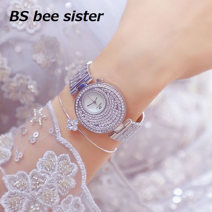 BS Bee Sister Watch Watch Women's Watch Accessory Free Wrapping Silver Pink Gold Bracelet Diamond Round Round Round FA1202