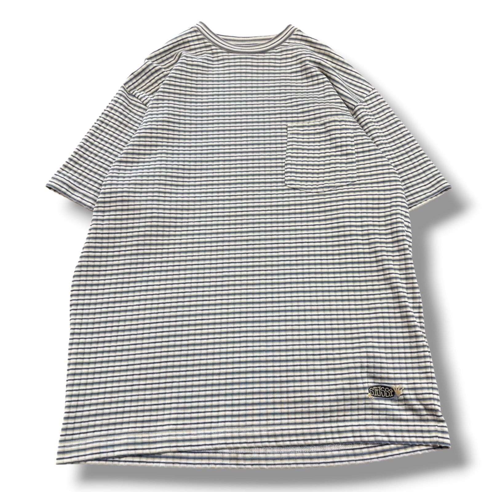 【Stussy】90s Striped Pocket T-Shirt Made in USA Size L