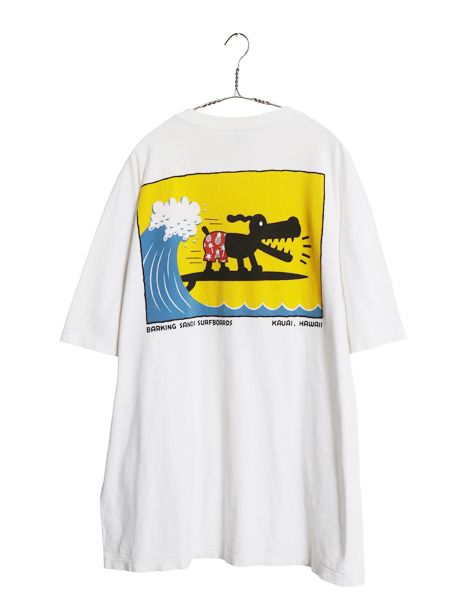 90s USA製 アート イラスト 両面 プリント Tシャツ メンズ XL / オールド サーフ ハワイアン グラフィック シングルステッチ 大きいサイズ