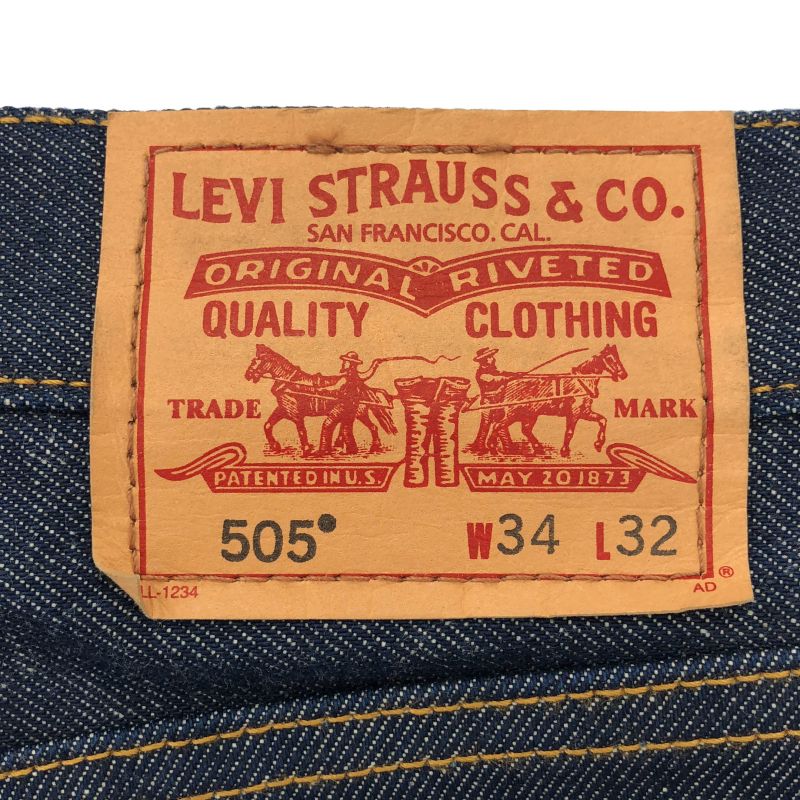 中古】LEVI'S 505 デニムパンツ W34 L32 ネイビー リーバイス ボタン裏