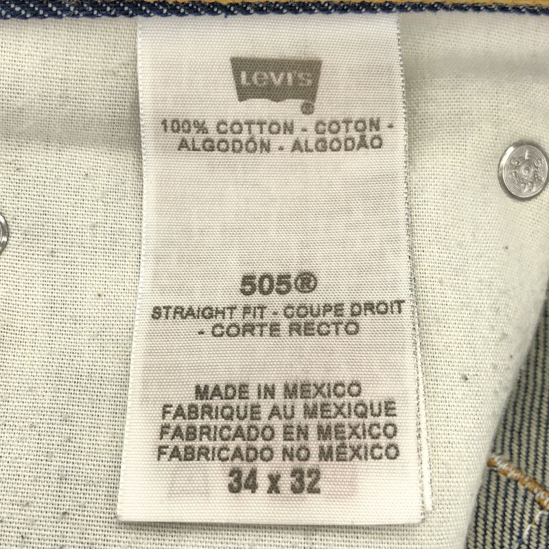 中古】LEVI'S 505 デニムパンツ W34 L32 ネイビー リーバイス ボタン裏