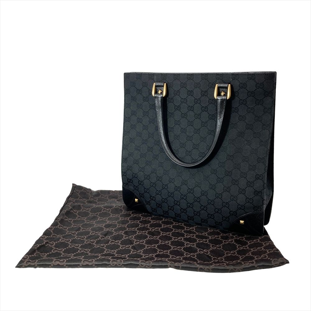 GUCCI ブラック トートバッグ グッチ GUCCI トートバッグ GGキャンバス レザー 120898 ブラック