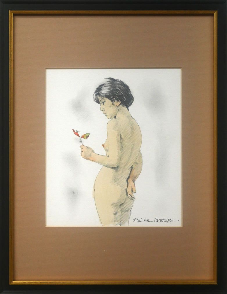 松樹　路人「立像」水彩画・2号　独立美術協会会員　宮本三郎記念賞　芸術選奨文部大臣賞　北海道羽幌町出身　小竹美術　真作保証