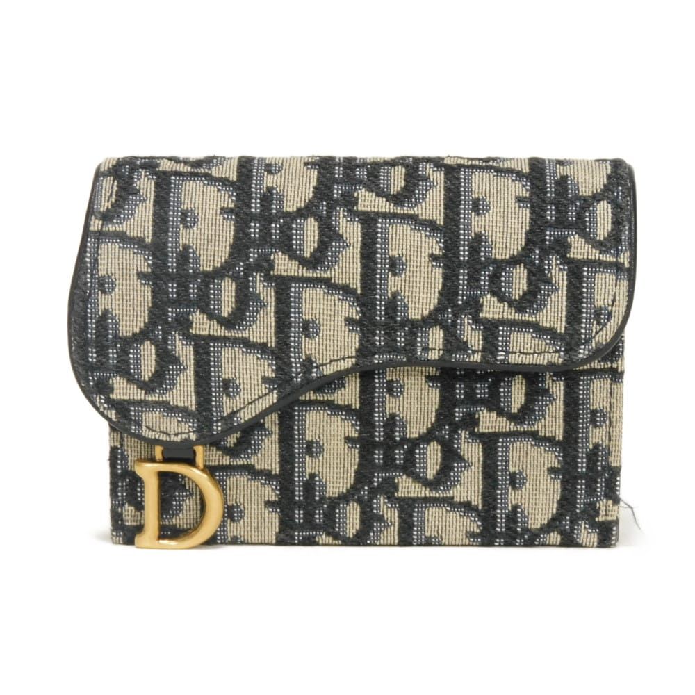 Dior ディオール サドル ジャスミン カードホルダー 現行 Dロゴ アシンメトリー ベージュ ネイビー ブラック スナップボタン コンパートメント オブリーク ジャガード カードケース  S5644CTZQ_M928 Dior ディオール サドル ジャスミン カードホルダー 現行 Dロゴ