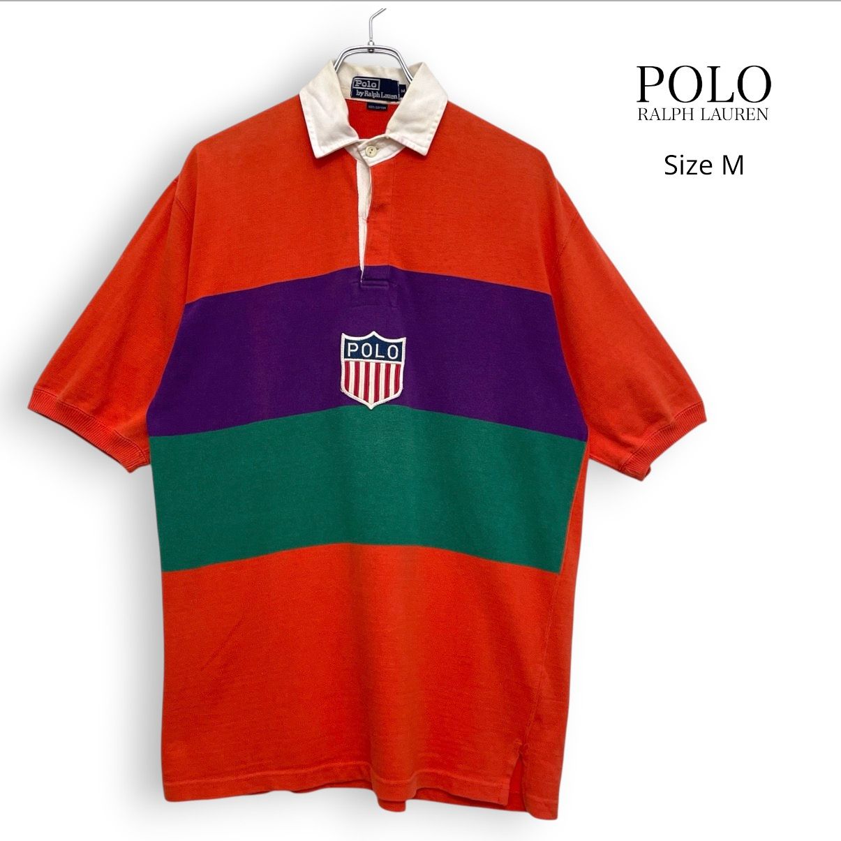 POLO RALPH LAUREN K-SWISS 90s VINTAGE ポロ ラルフローレン ラグビー シャツ ラガーシャツ SizeM /R26409