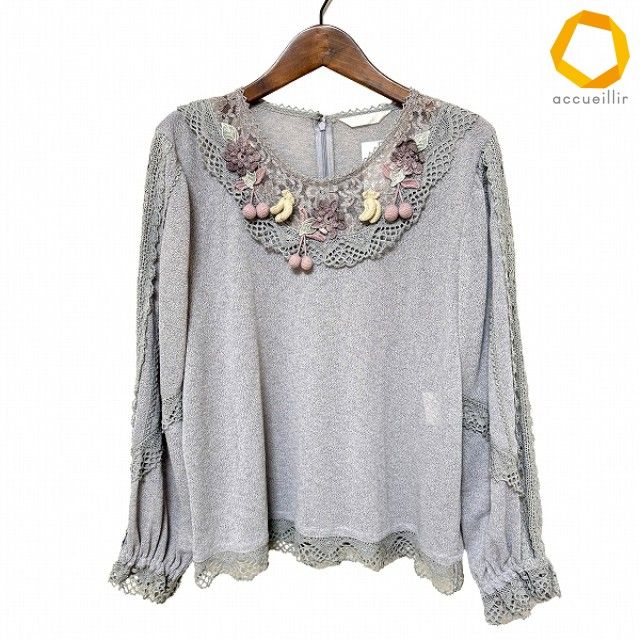 #anc ドロシー DOROTHY カットソー グレー レース 花 フルーツ レディース [1005327]
