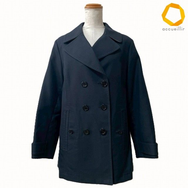 #anc バーバリー BURBERRY コート 44 紺 ピーコート ノバチェック レディース [1009675]