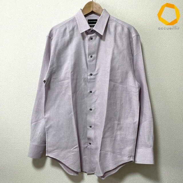 #anc エンポリオアルマーニ EMPORIOARMANI 長袖シャツ 42 紫系 ヘンリーボーン MODERN FIT メンズ [1010740]