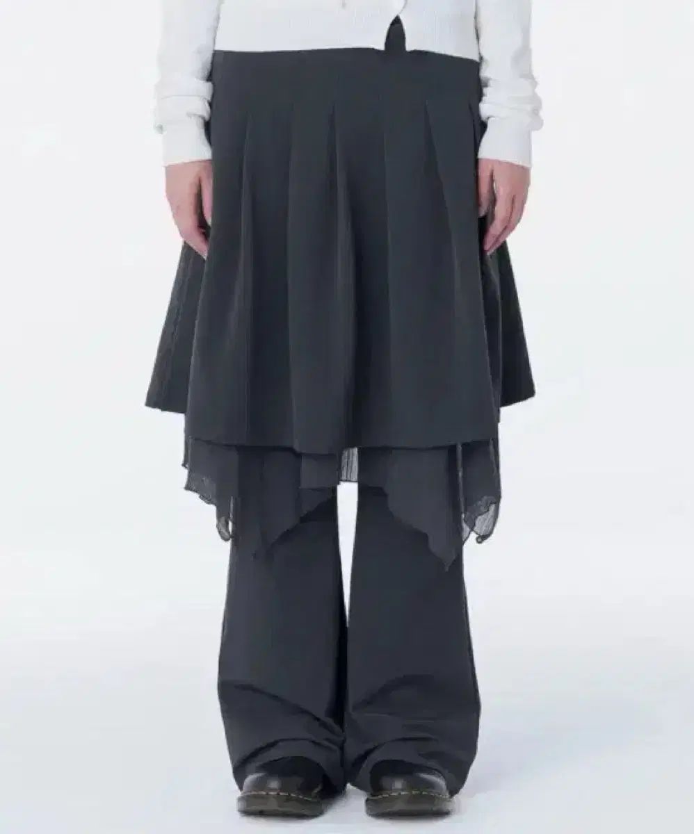 ミセキSEOUL レイヤード スカート パンツ チャコール