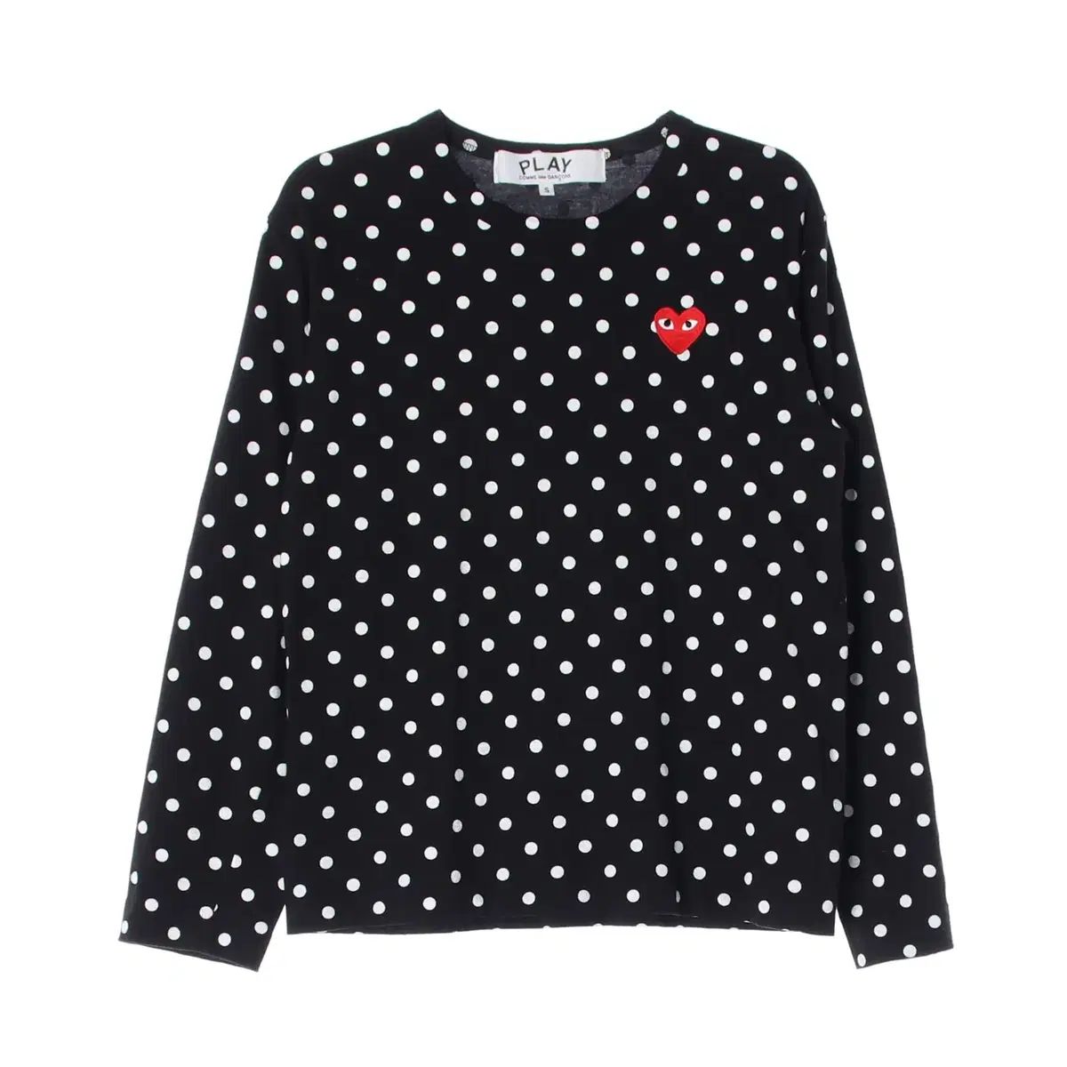 COMME des GARCONS PLAY 25FW ハート ワッペン ドット パータン コットン 長袖 Tシャツ