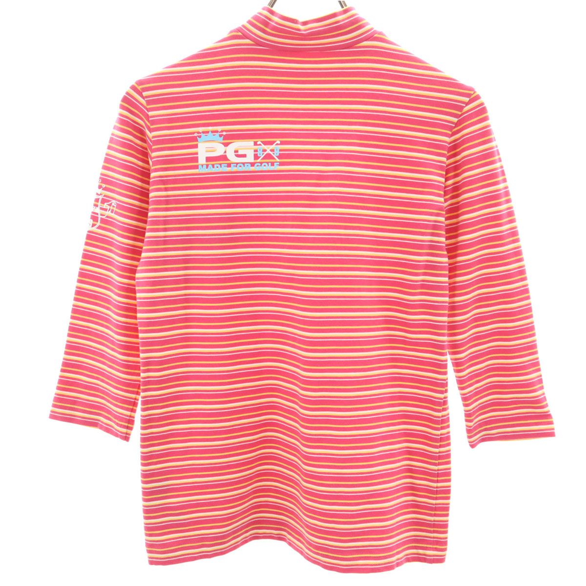 パーリーゲイツ レディース ボーダーモックシャツ PEARLY GATES パーリーゲイツ ボーダー柄 ゴルフ 7分袖 モックネック T